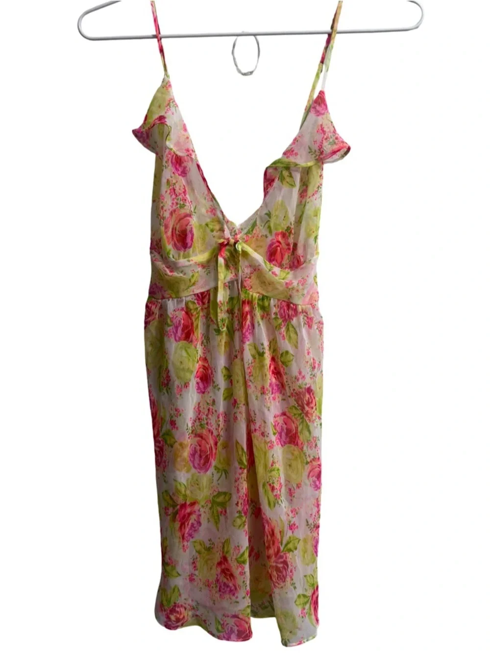 Victoria's Secret Dream Angels Vibrant Floral Chiffon Ruffle Babydoll Size Large